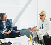 Michihiko Yanai (Creative Director) talk with Hajime Inoue (Executive Officer the Entertainment Department)