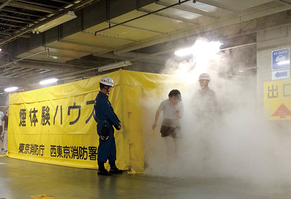 Staff undergo firefighting training.